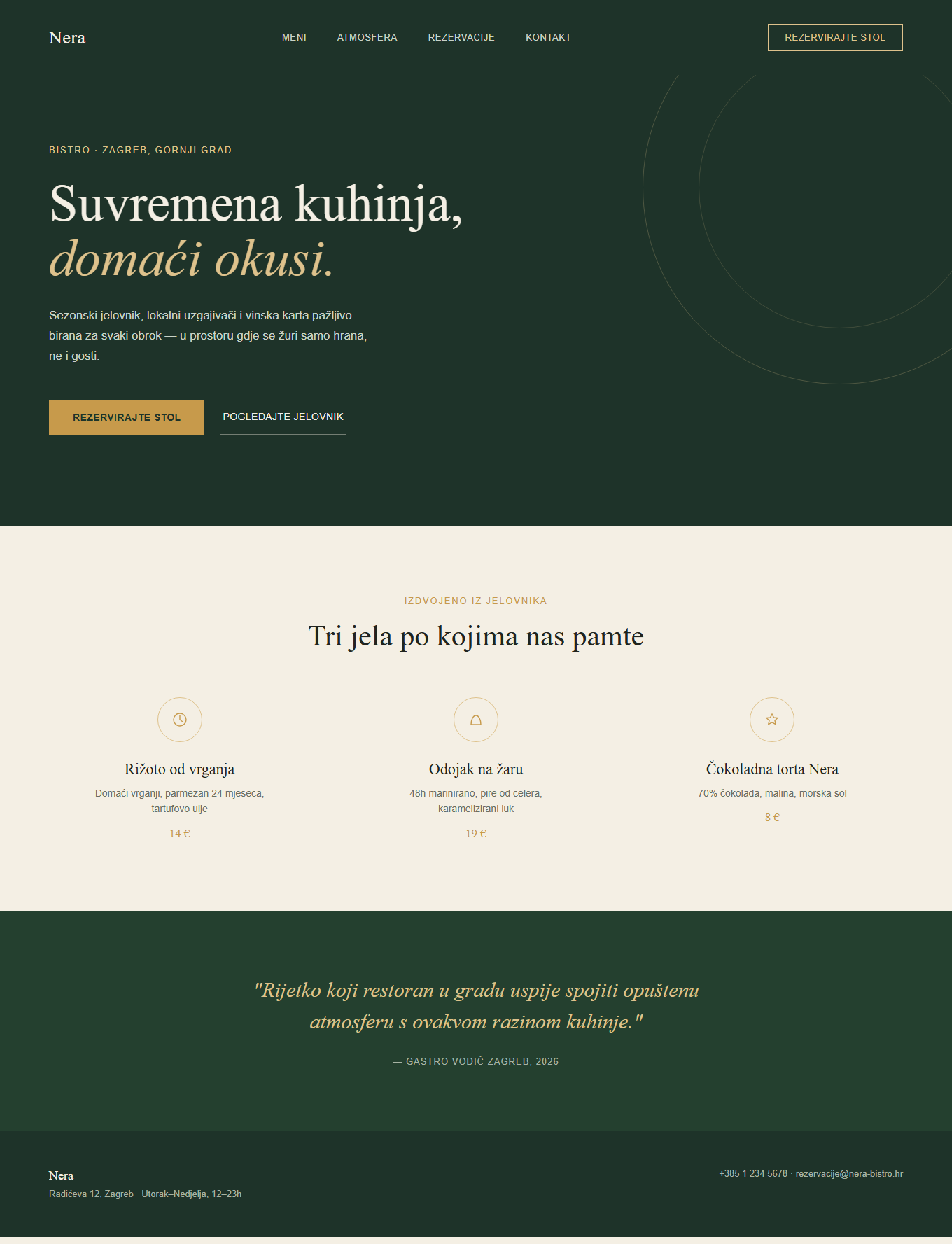 Example of a personal portfolio website built with Belix, for a restaurant